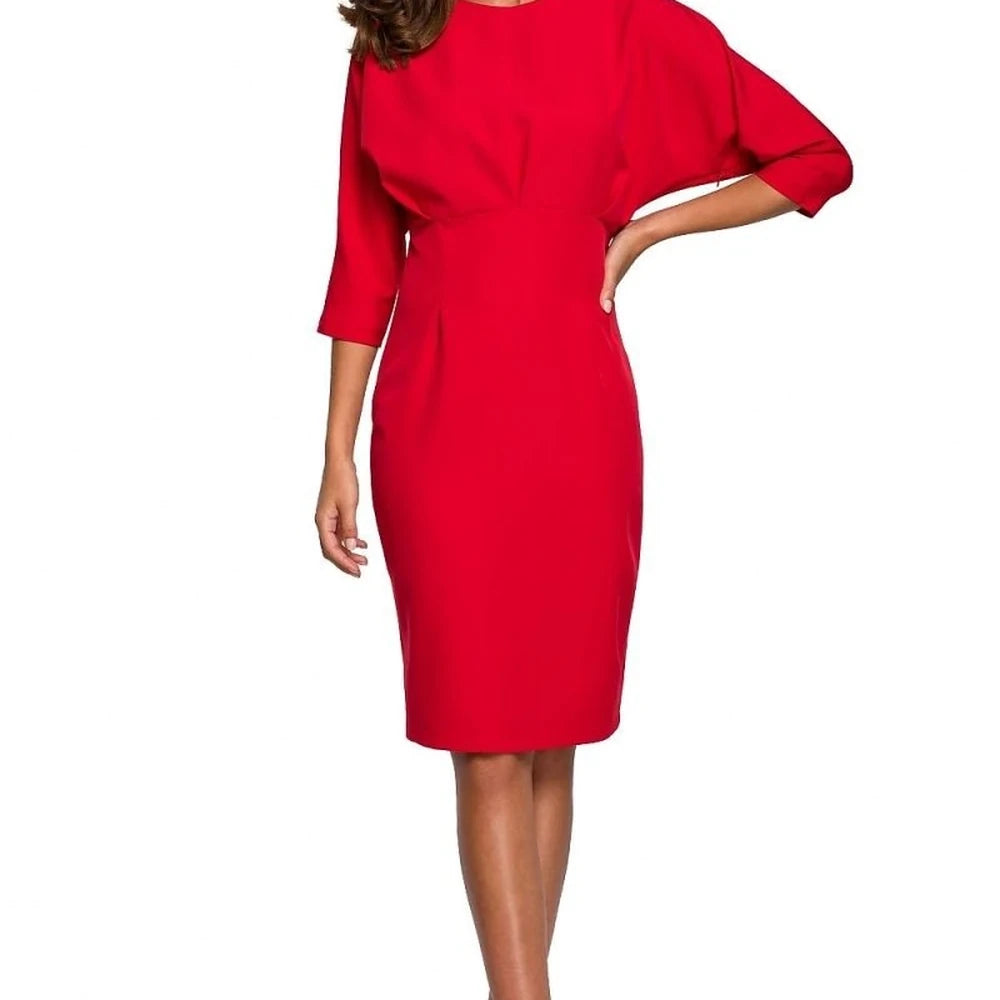 Elegant Red Daydress with Kimono Sleeves