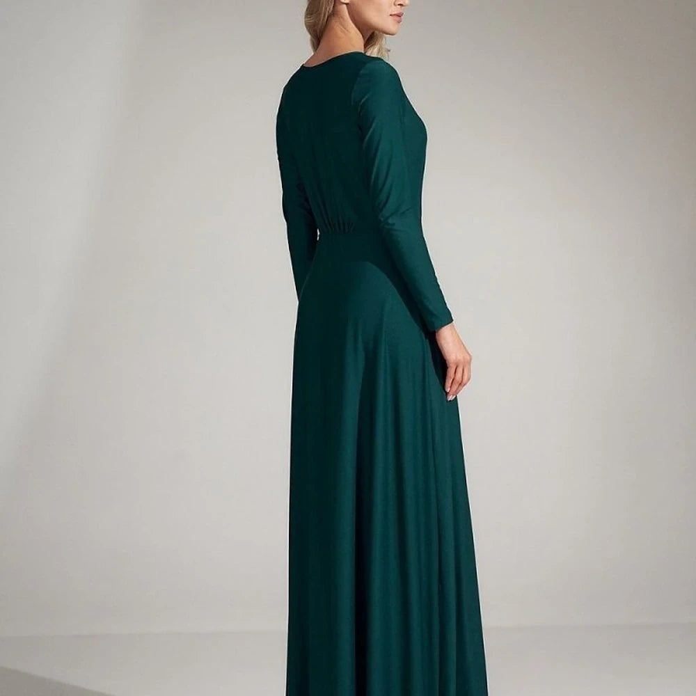 Flared V-Neck Dress with Slit