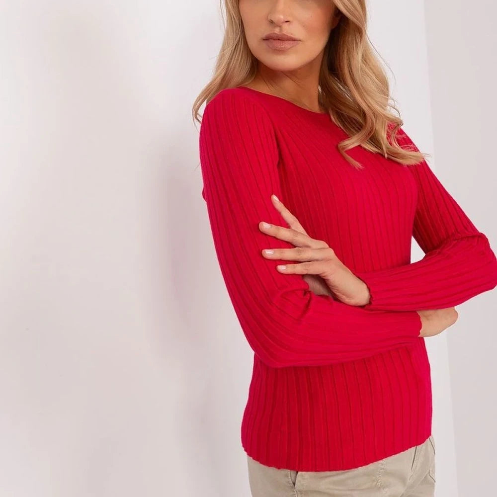 Ribbed Knit Round Neck Sweater