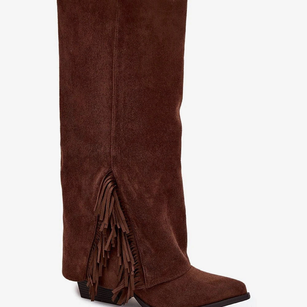 Eco-Suede Cowboy Boots with Chunky Heel