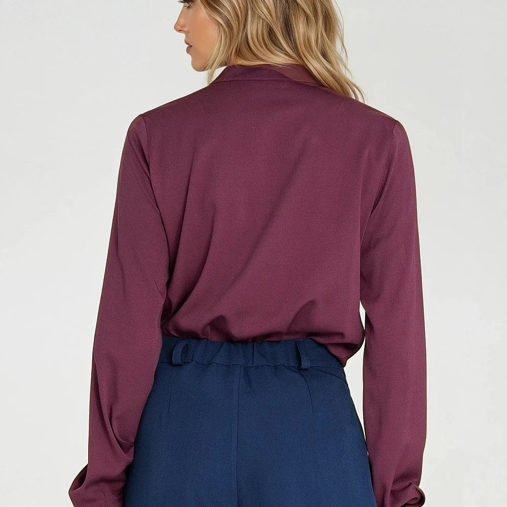 Viscose Long Sleeve Shirt with Tie Neck