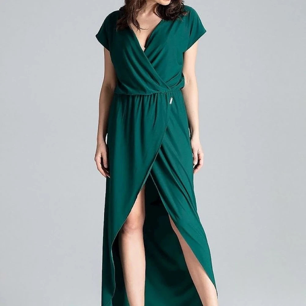 Green Kimono Sleeve Maxi Dress with Slit