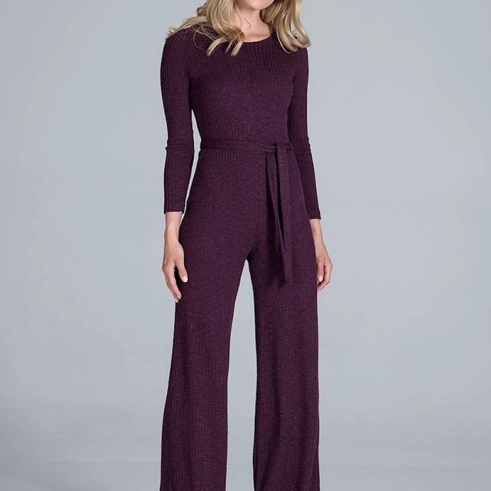 Women's Ribbed Knit Wide-Leg Jumpsuit