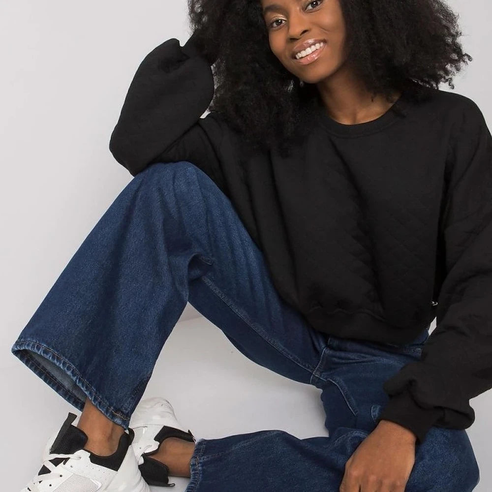 Quilted Sweatshirt with Ribbed Hem