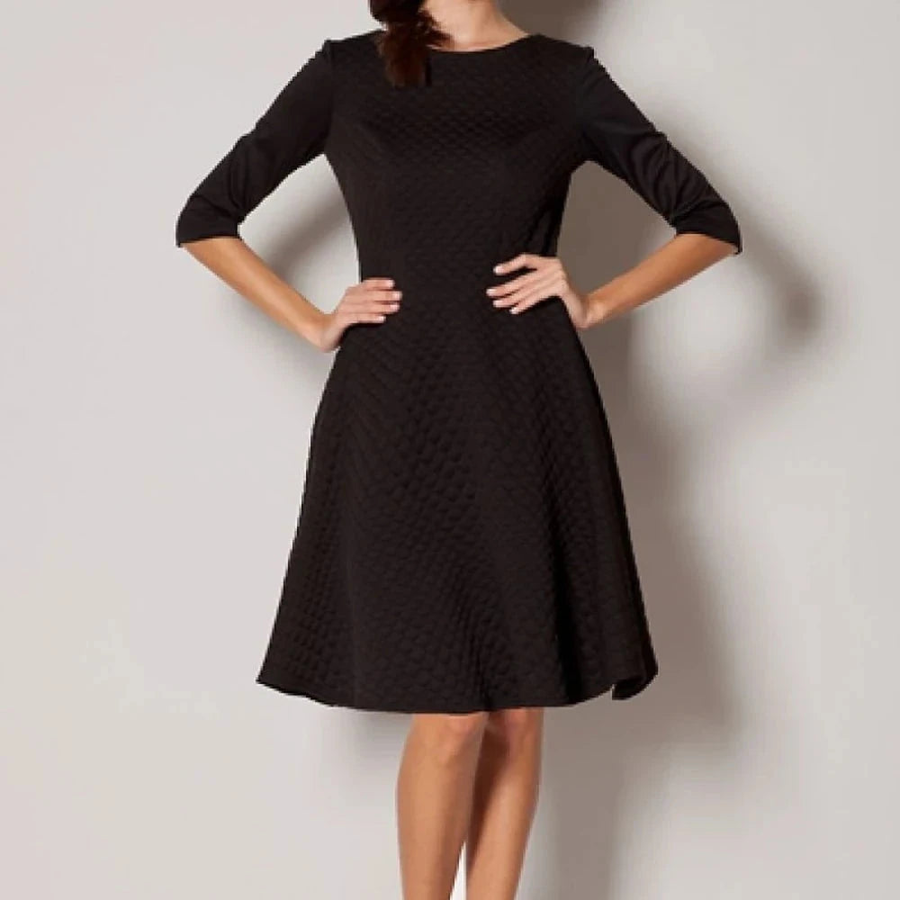 Pink Quilted Pattern Knee-Length Dress