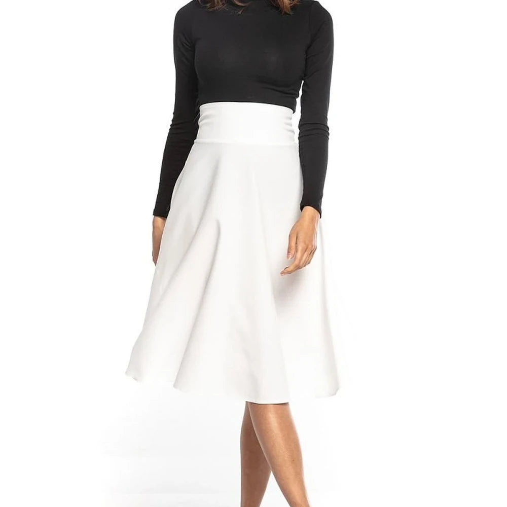 Midi Skirt High Waist Zipper Detail