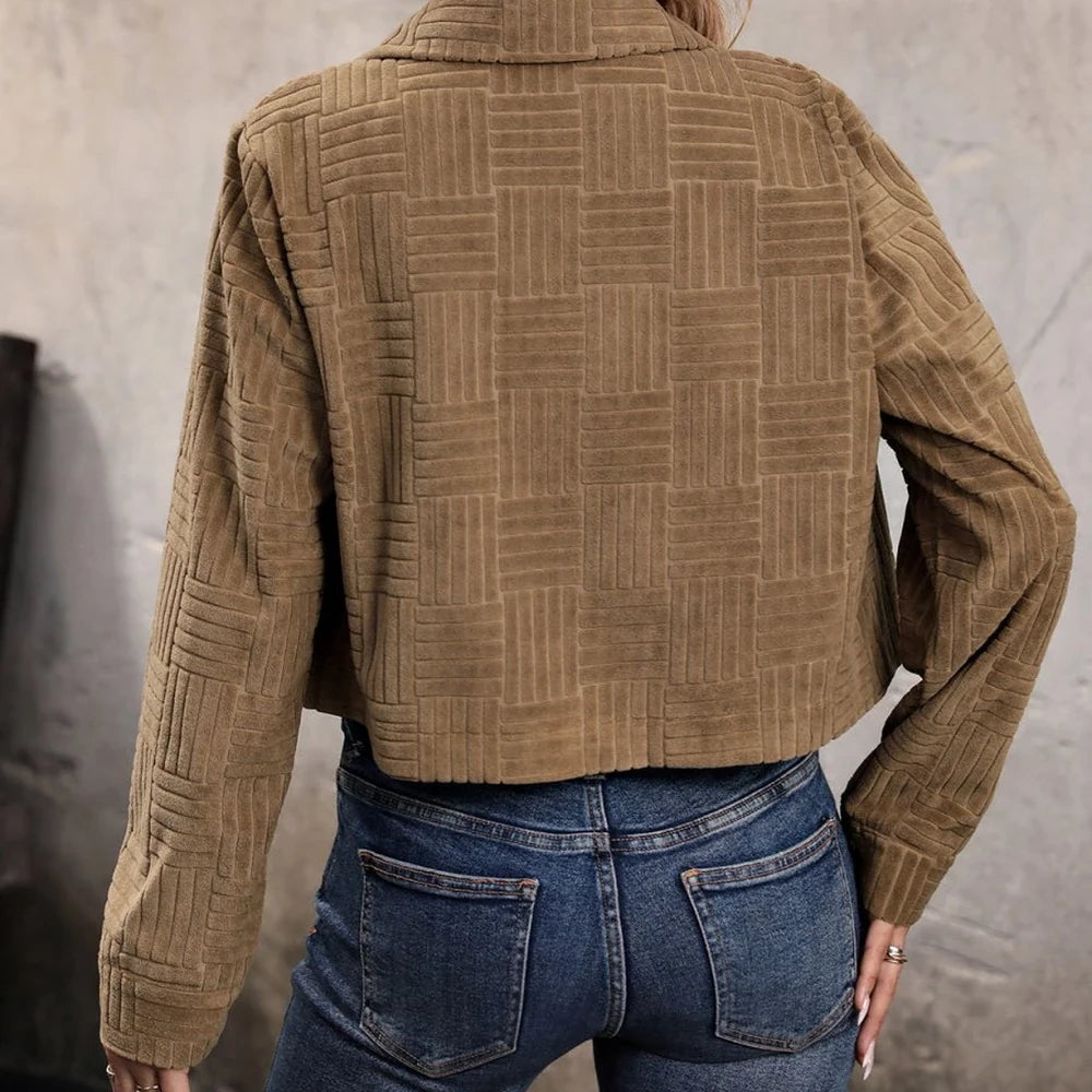 Caramel Collared Neck Button Front Jacket