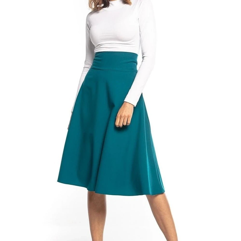 Midi Skirt with High Waist and Zipper