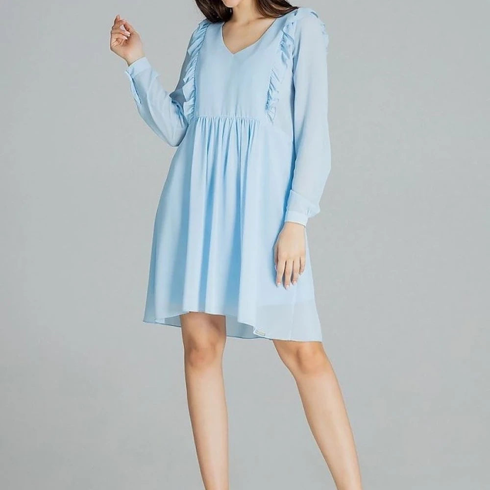 Flowy Chiffon Midi Dress with Ruffled Sleeves