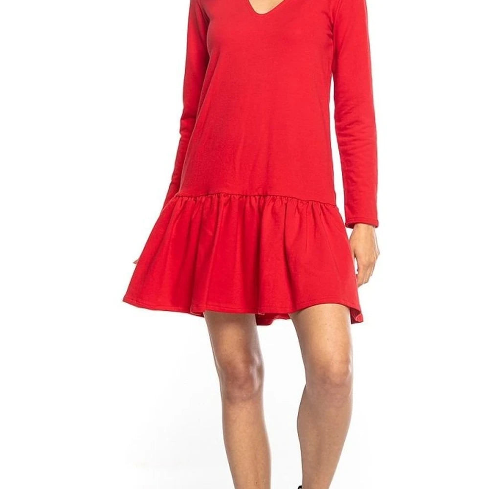 Sporty Midi Sweatshirt Dress with Frill