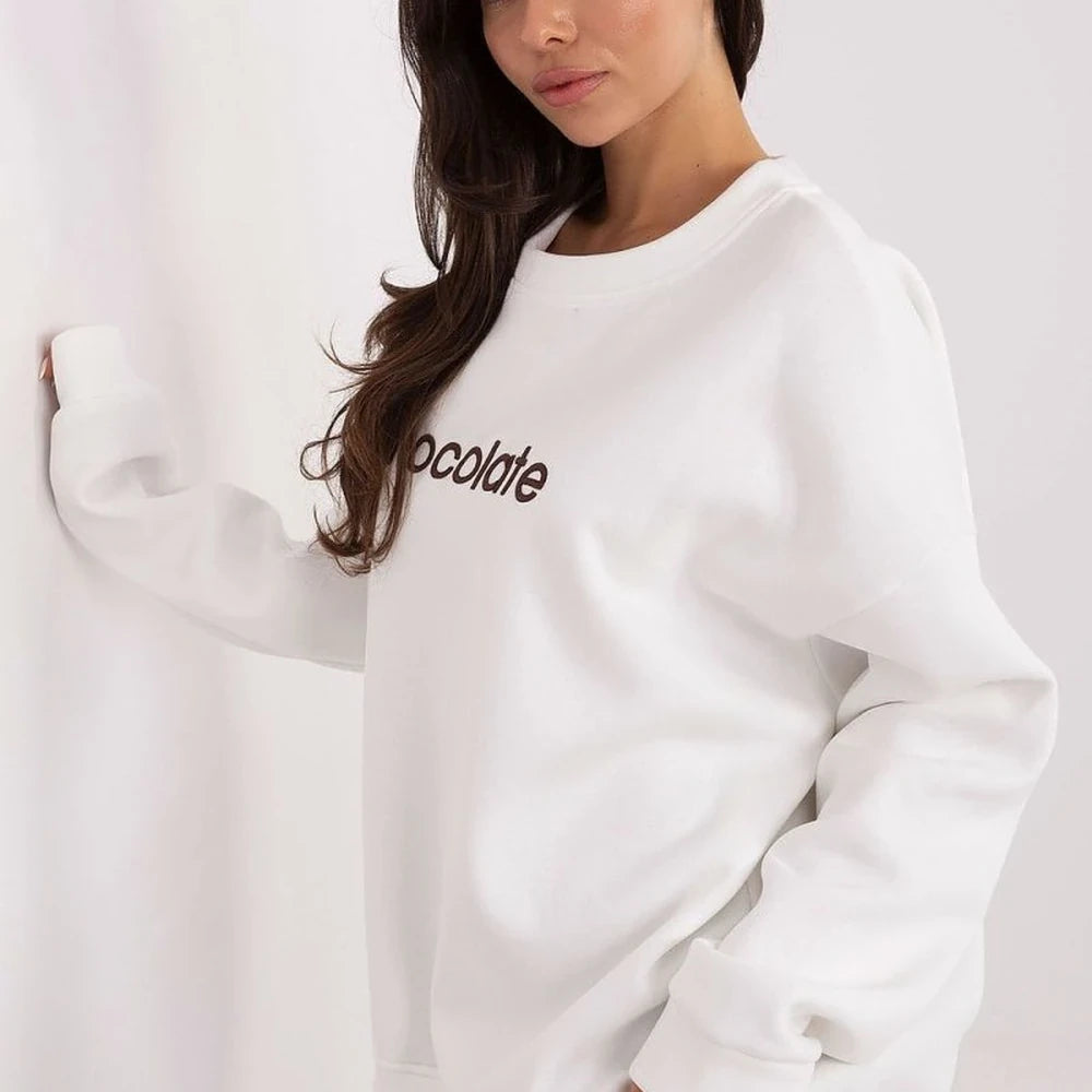 Brown Cotton Spandex Sweatshirt with Embroidery