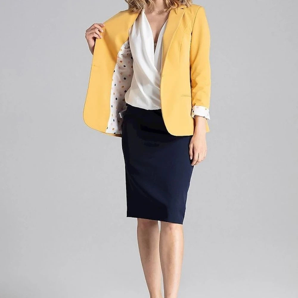 Classic One-Button Jacket with Colorful Lining