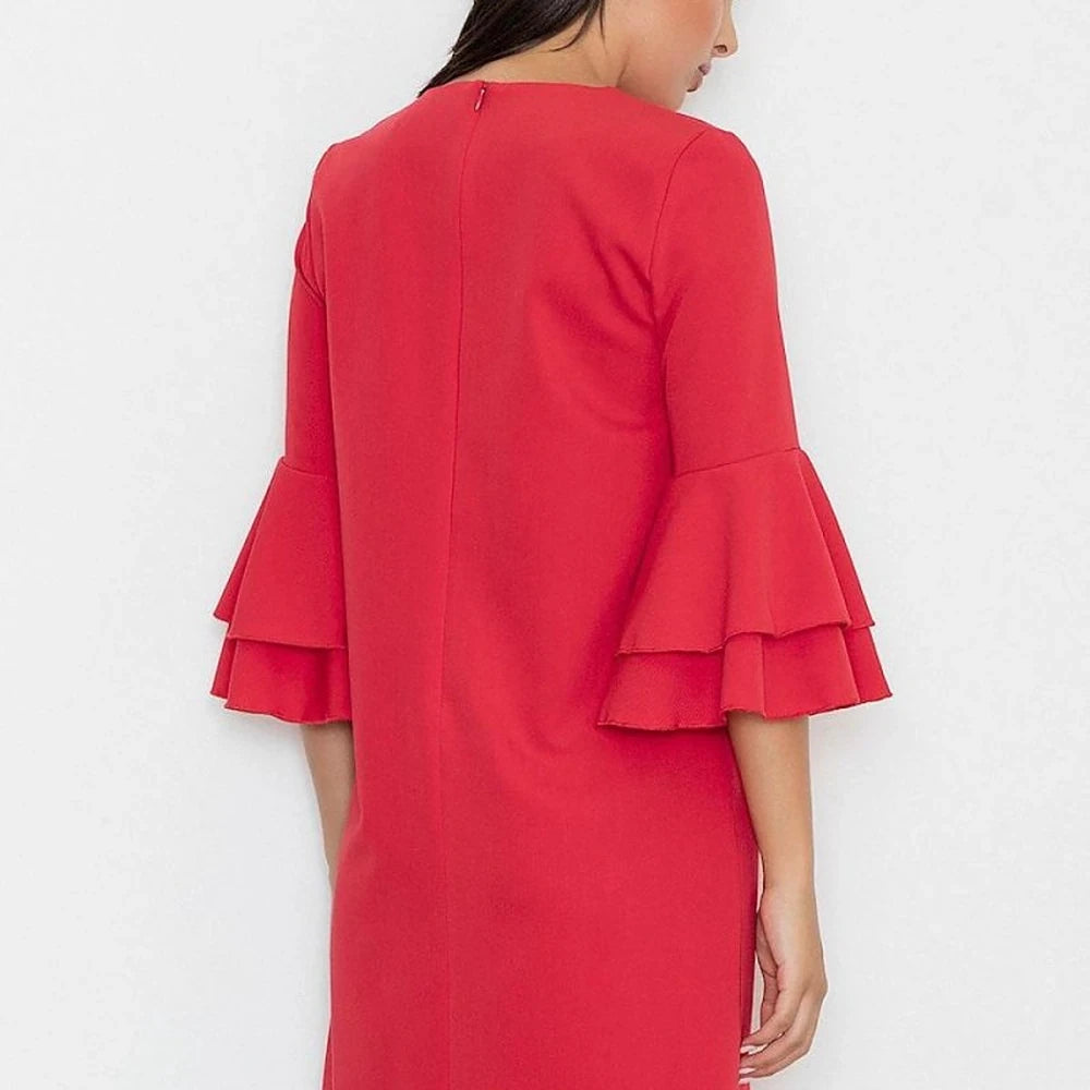 Elegant Frilled Sleeve Dress - Black