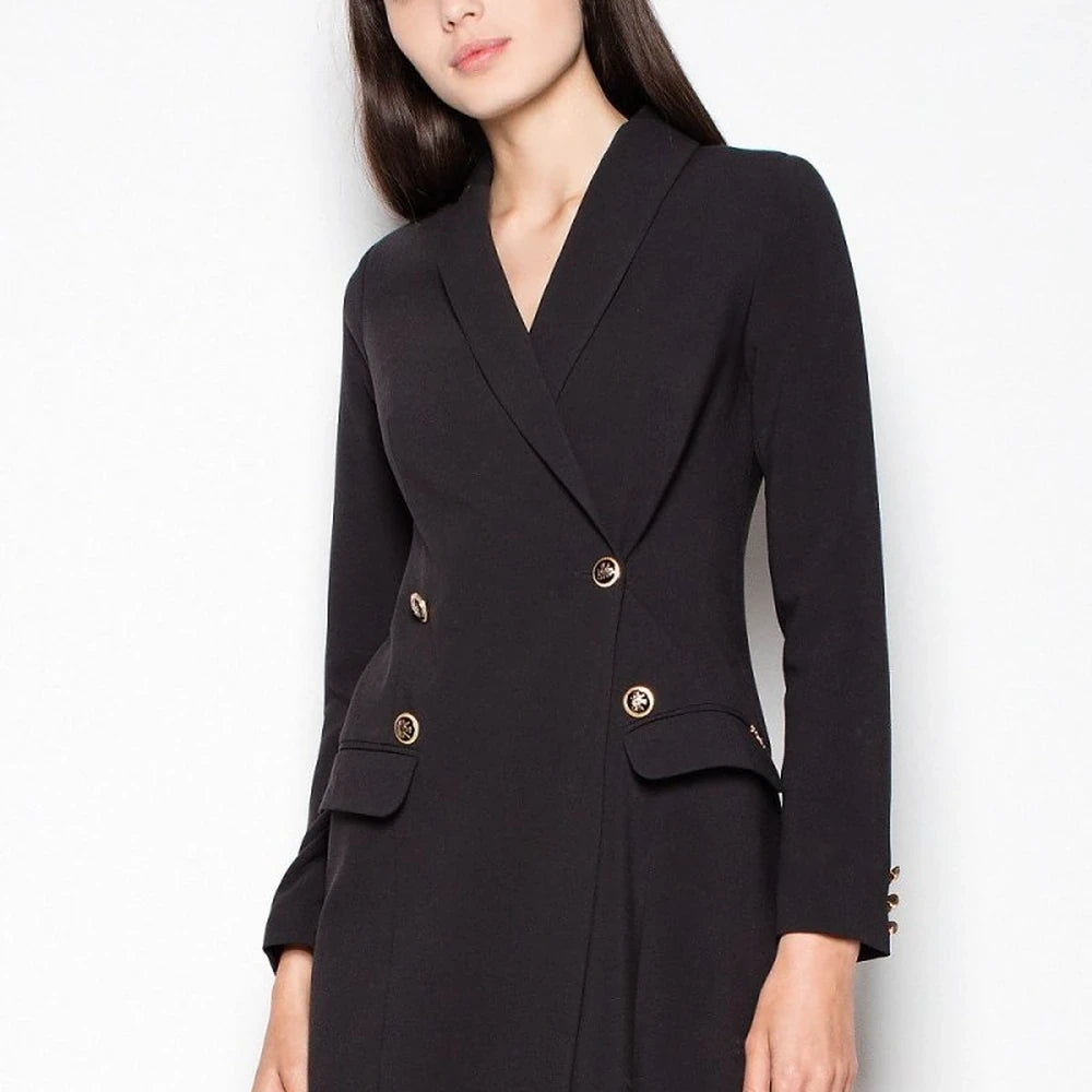 Beige Jacket Dress with Decorative Buttons