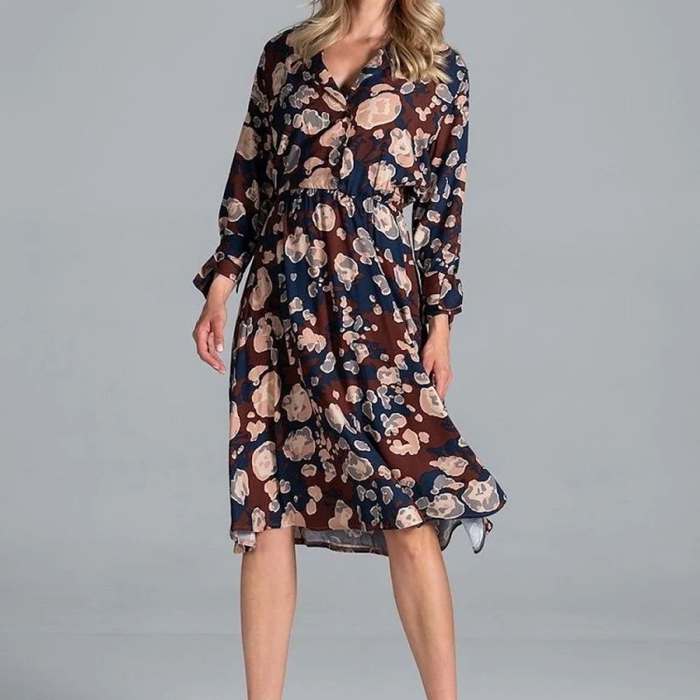 Women's Midi Dress with Collar and Belt