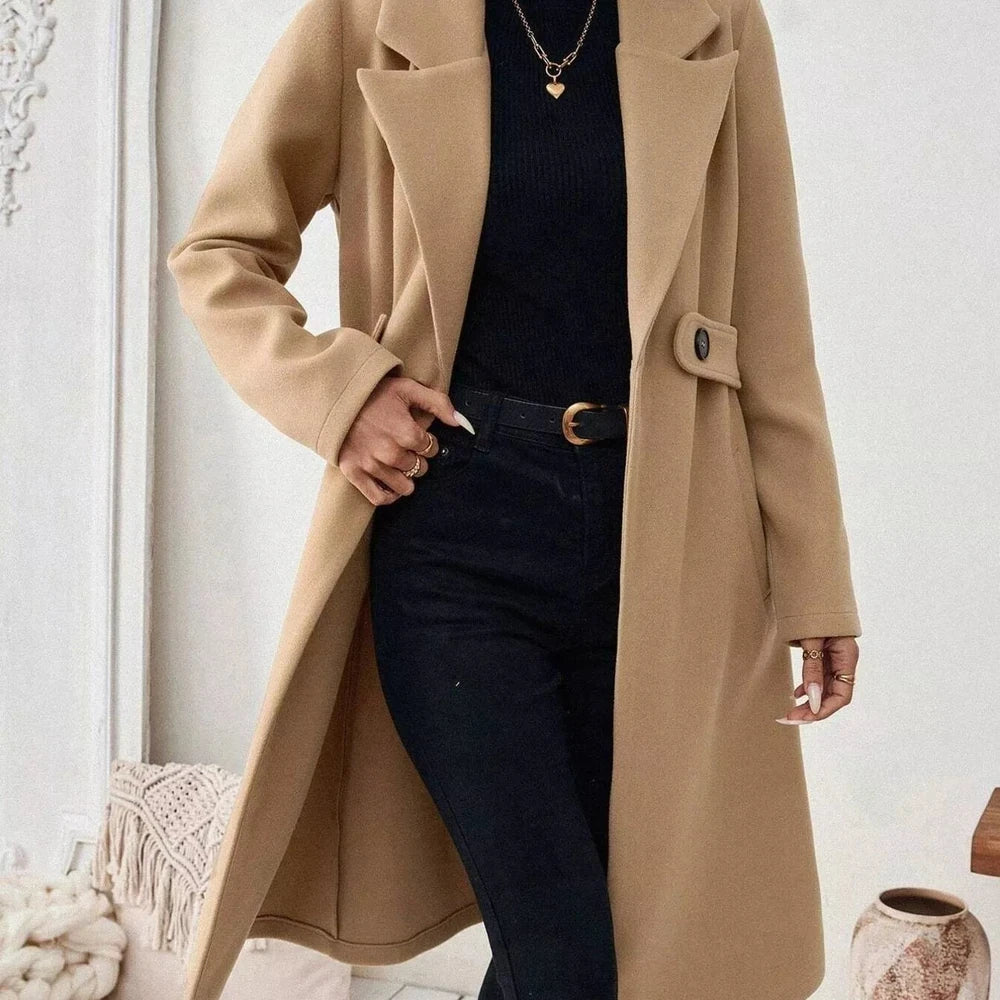 One Button Wool Blend Overcoat