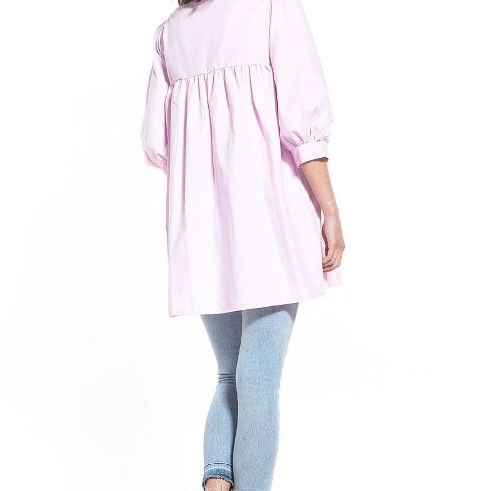 Pointed Neck Tunic Top - 100% Cotton