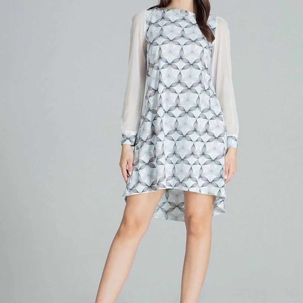 Black Midi Dress with Long Mesh Sleeves