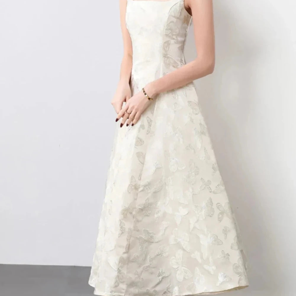 Butterfly Print A-Line Midi Dress