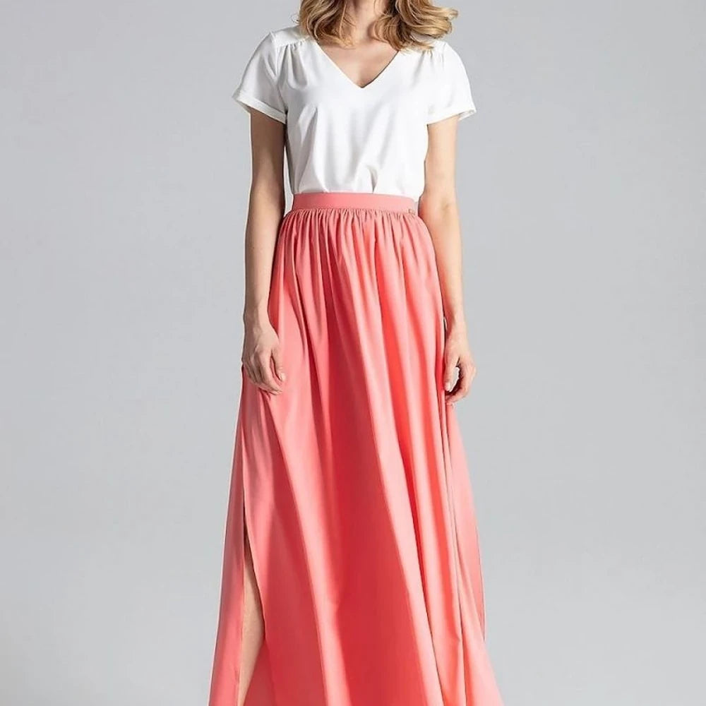 Women's Long Wide Skirt with Side Slits