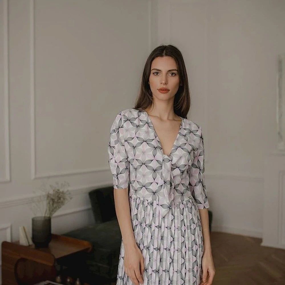 Midi Cocktail Dress with Kimono Sleeve