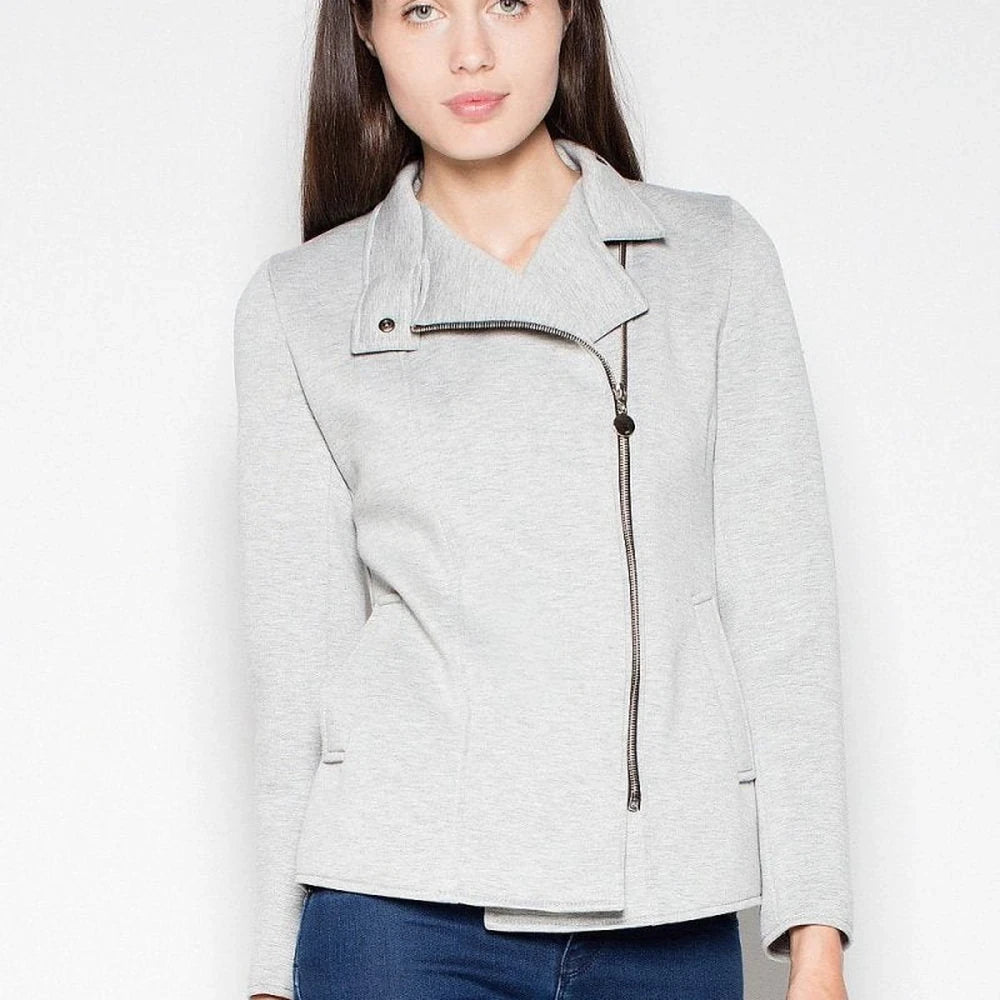 Women's Grey Ramoneska Jacket with Pockets