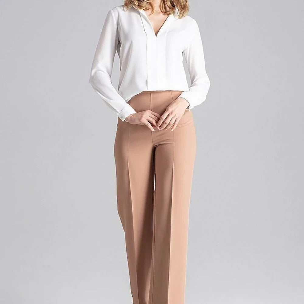 Brown & Navy Wide-Leg Trousers