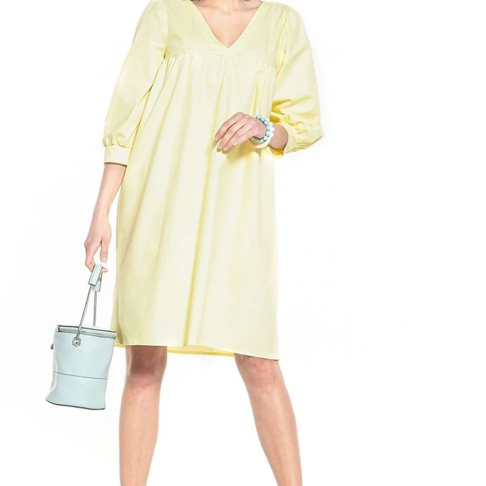 Cotton Midi Dress with Buffet Sleeves