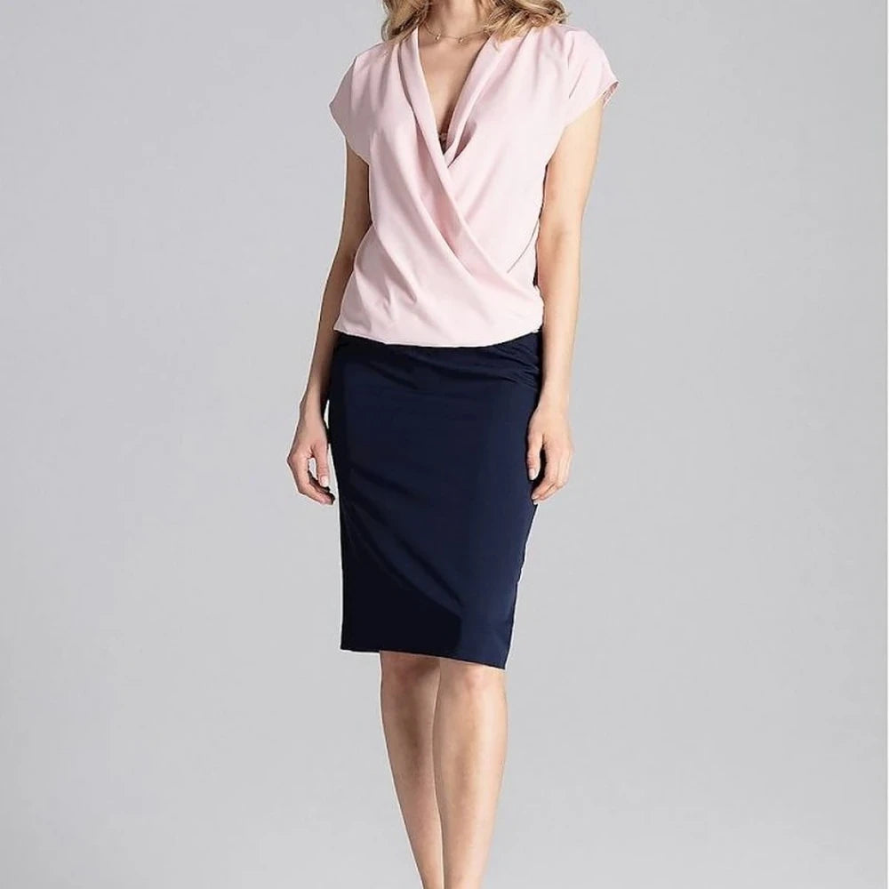 Polyester Blouse with Envelope Neckline