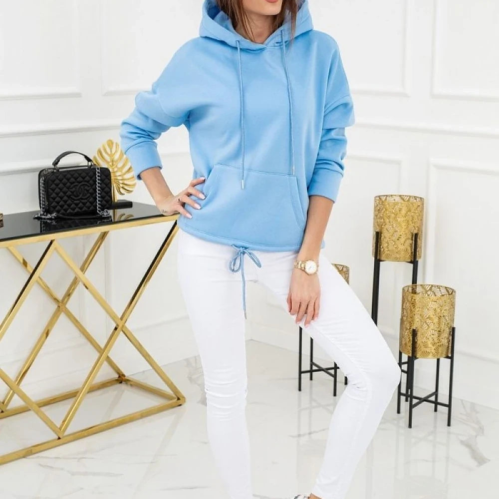 Pastel Hooded Sweatshirt with Pockets
