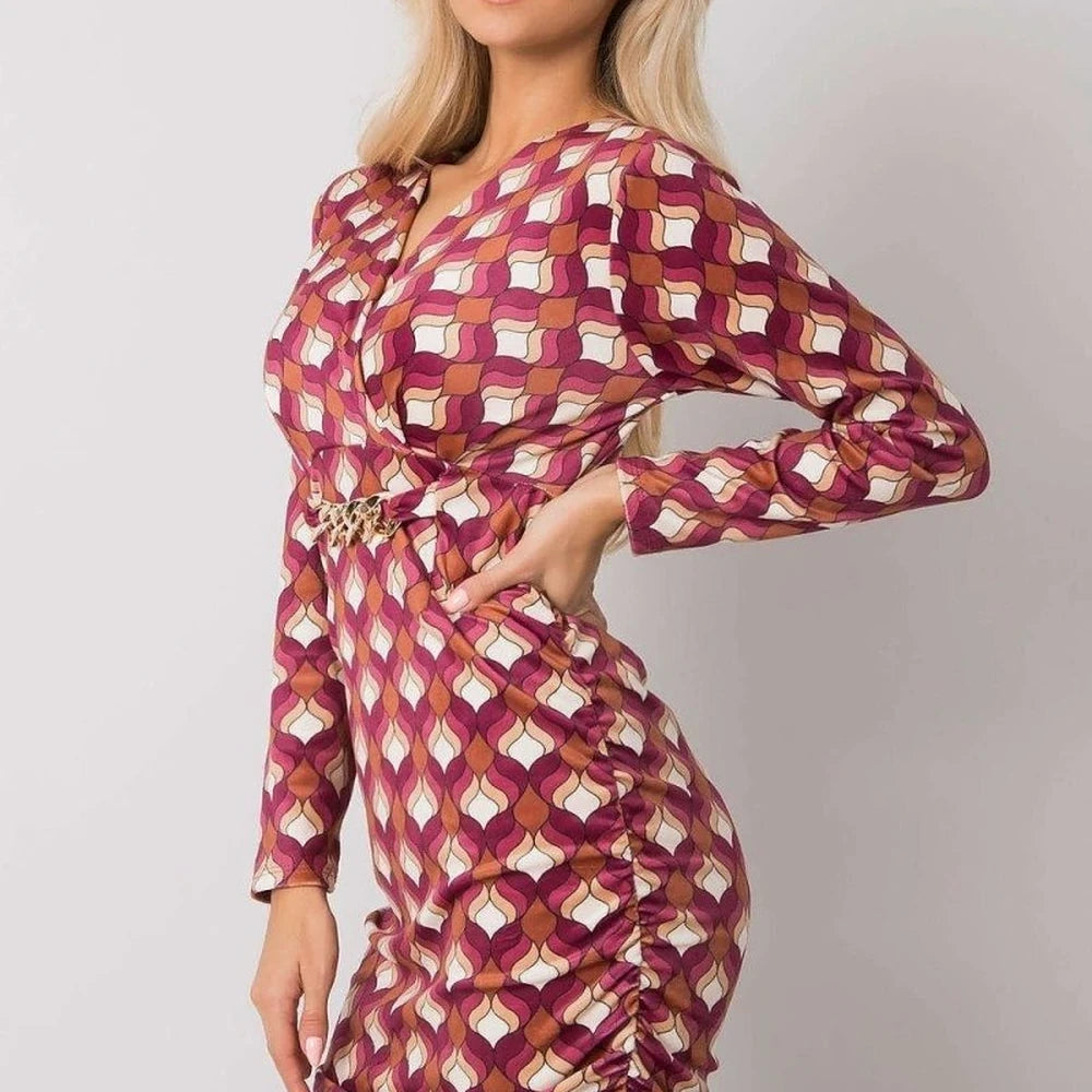 Velour Day Dress with Long Sleeves