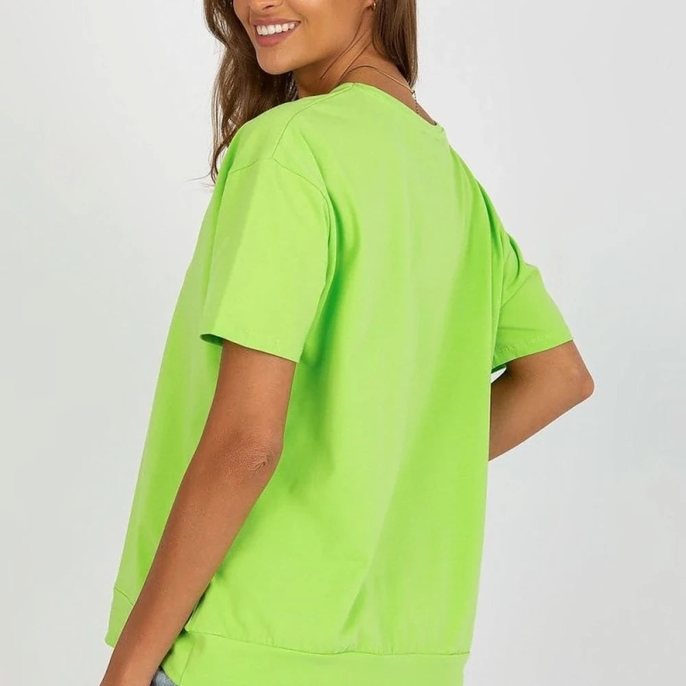 Cotton Blend Blouse with Round Neck