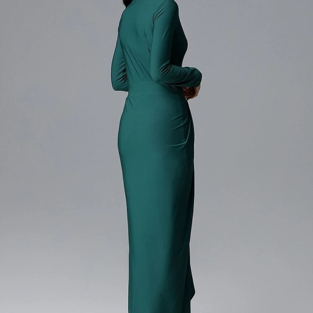 Elegant Long Sleeve Heart Neckline Dress