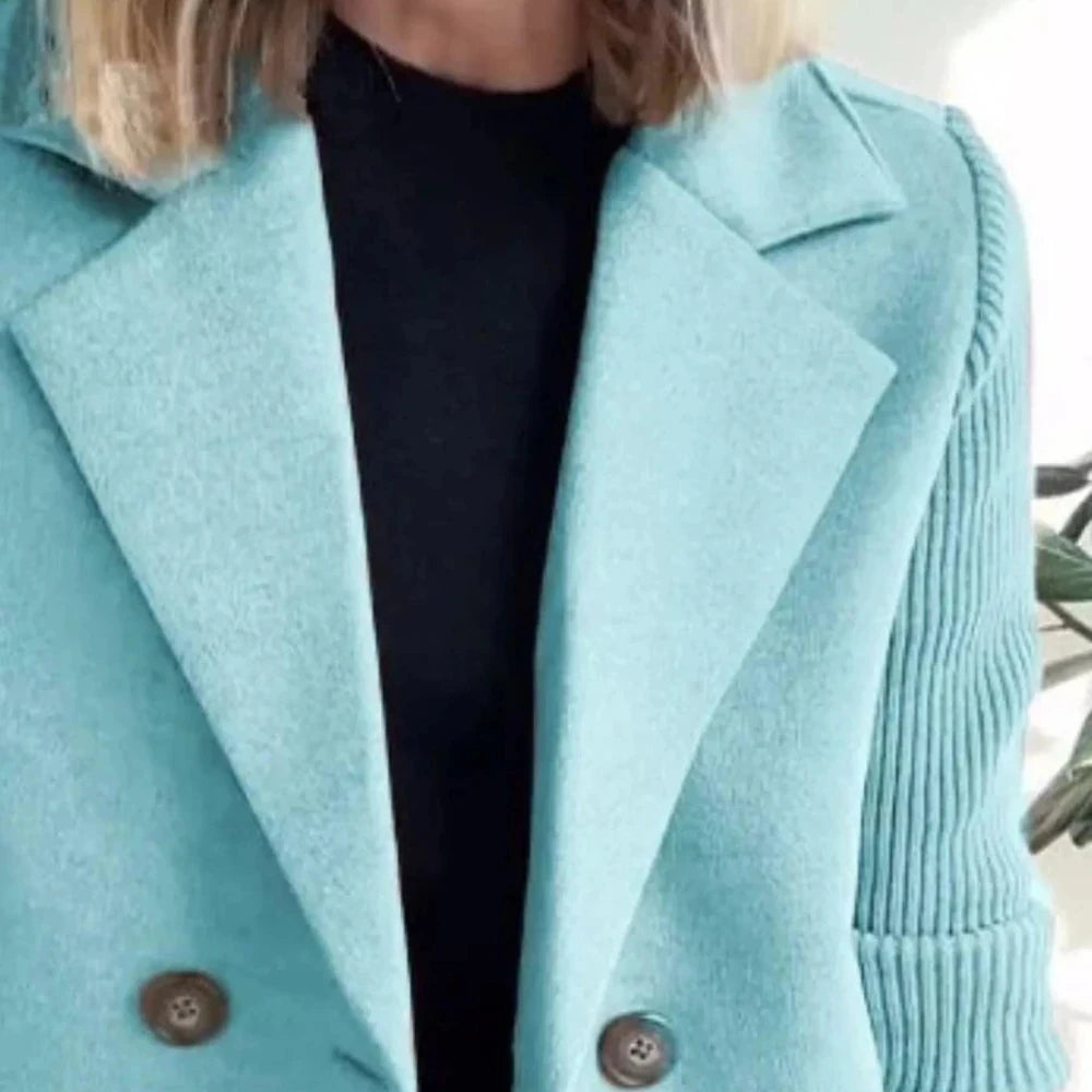 Lined Double-Breasted Knit Sleeve Outerwear