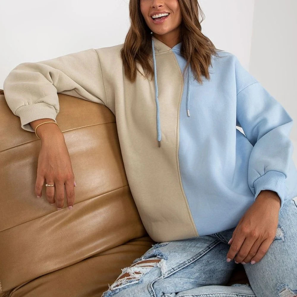 Women's Two-Color Hooded Sweatshirt