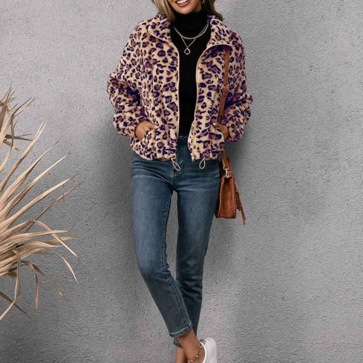 Leopard Print Zip Up Jacket