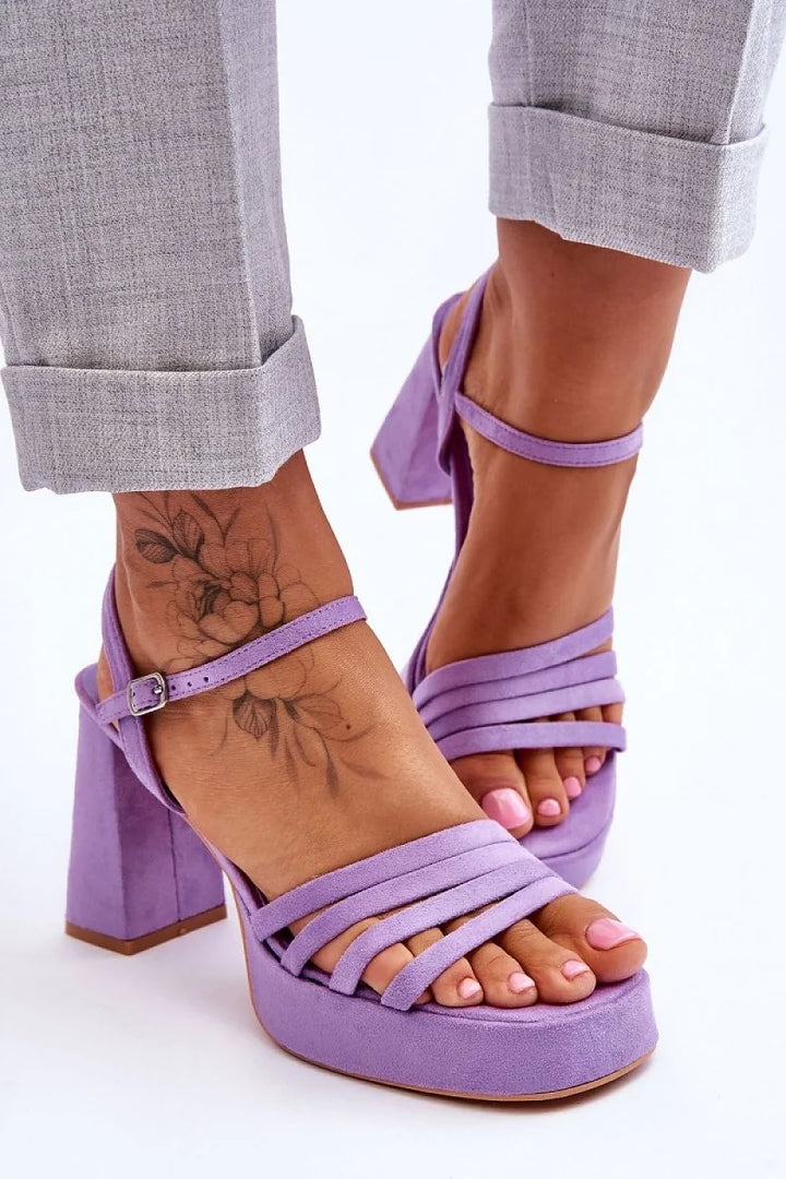 Platform Heel Sandals with Buckle Strap