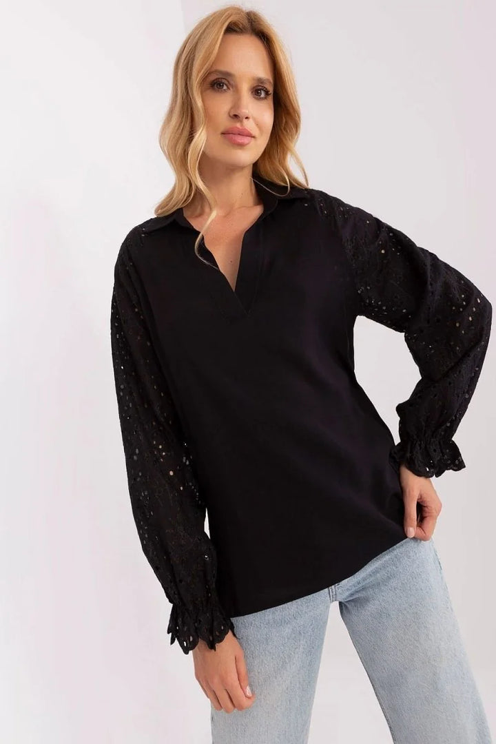 Openwork Viscose Blouse with Breathable Design