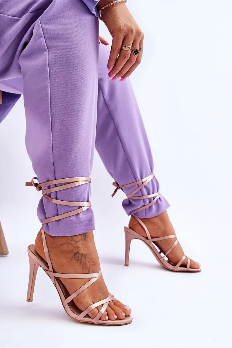 Strappy Stiletto Sandals with Ankle Tie