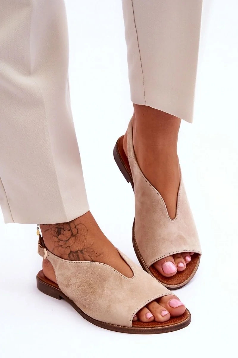 Leather Flat Sandals with Adjustable Strap