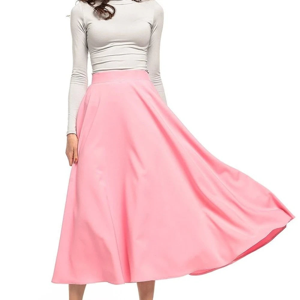 Midi Skirt with Belt and Zipper Detail