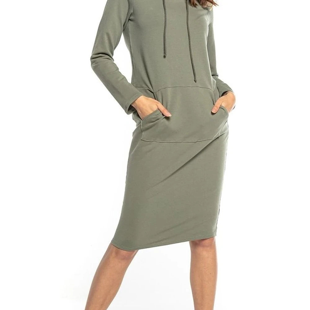 Cotton Blend Hooded Sweatshirt Dress