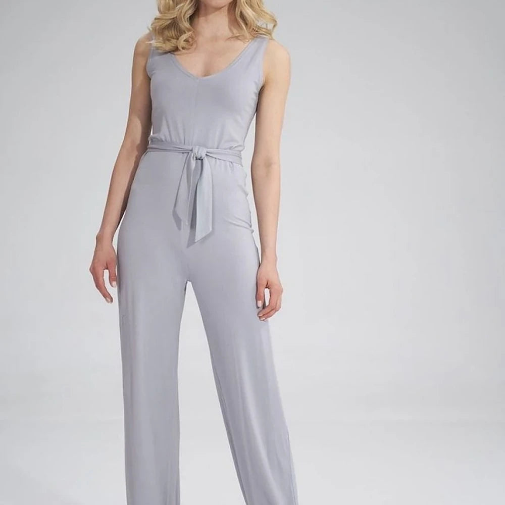 Sleeveless Jumpsuit with Sweetheart Neckline