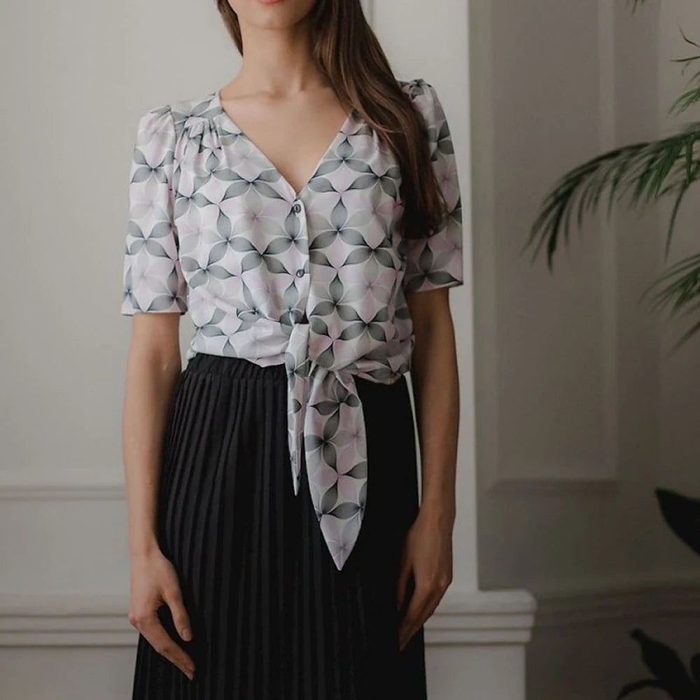 Short Sleeve Heart Neck Shirt