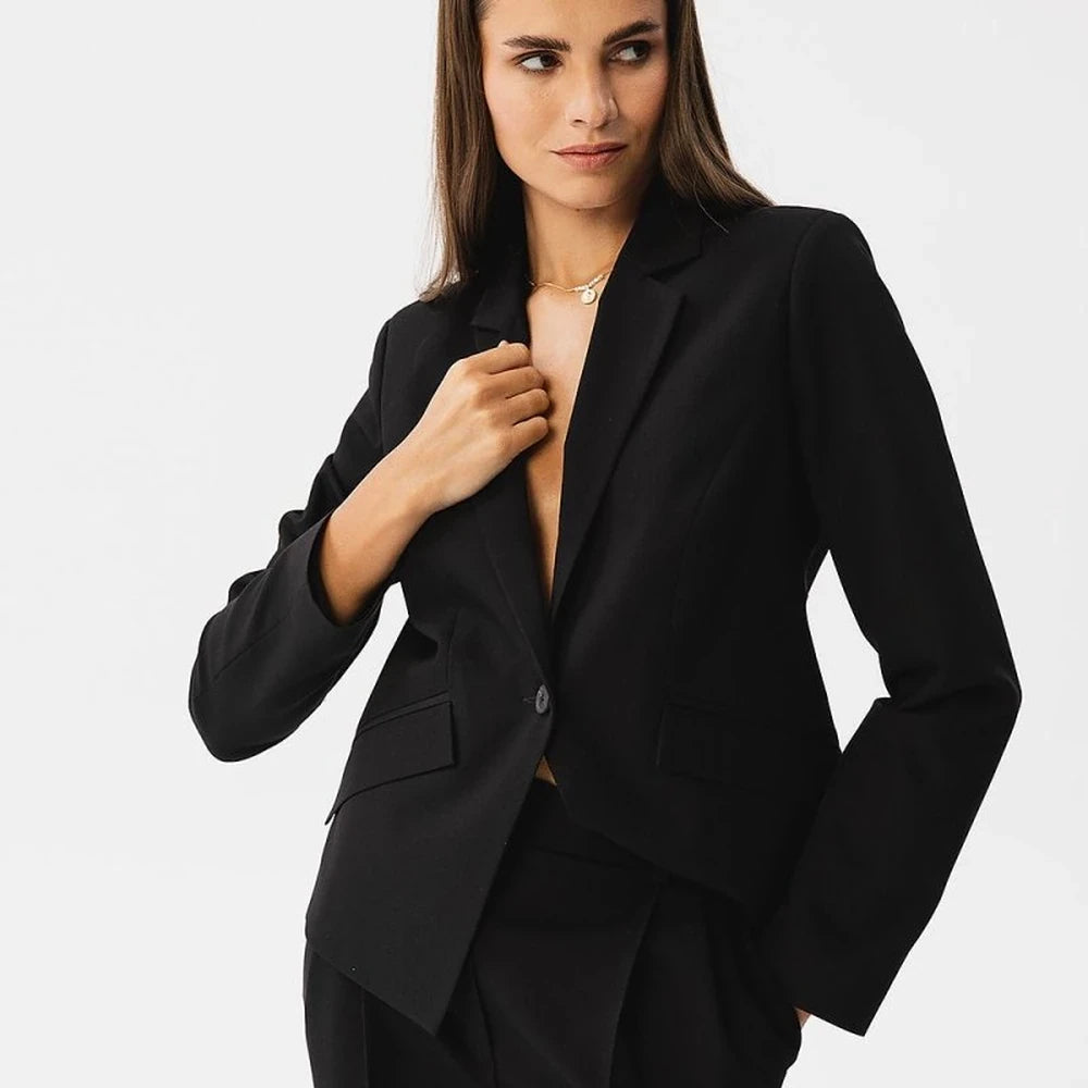 Short Asymmetrical Blazer with Single Button