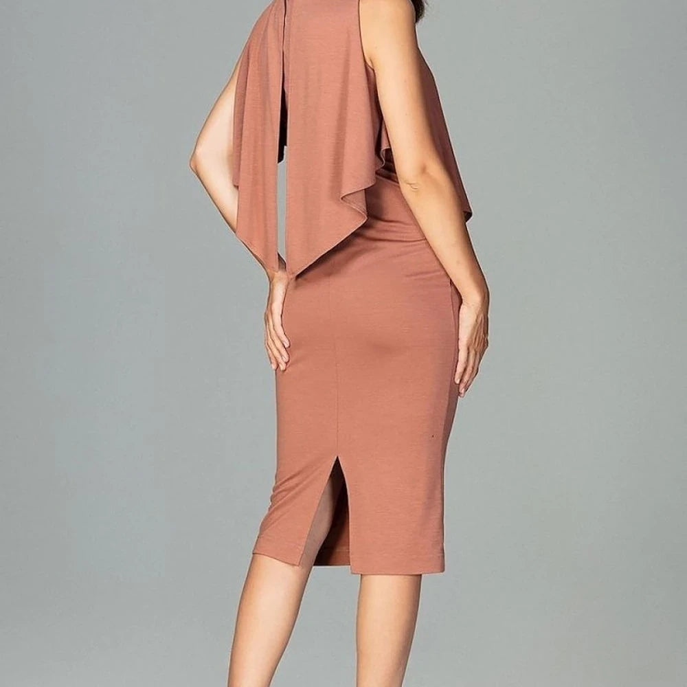 Fitted Cocktail Dress with Stand-Up Collar
