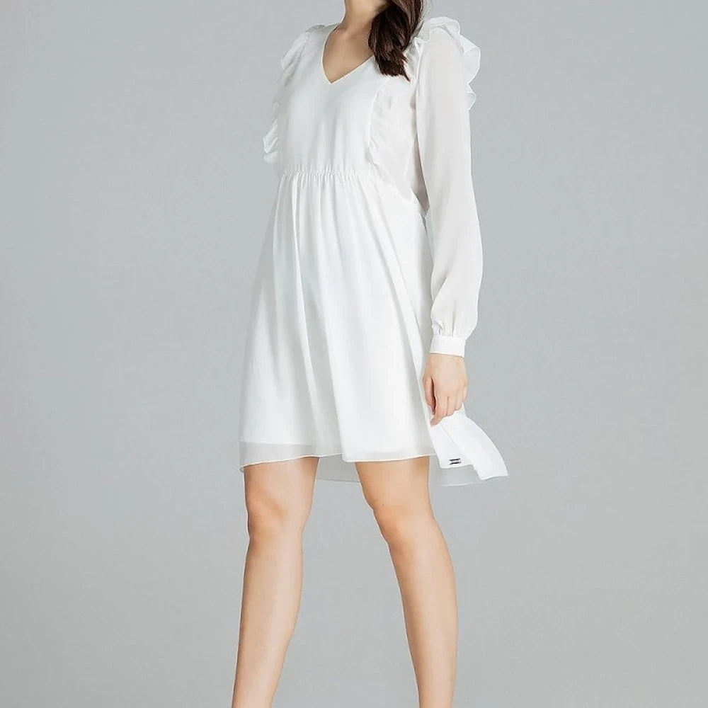 Flowy Chiffon Midi Dress with Ruffled Sleeves