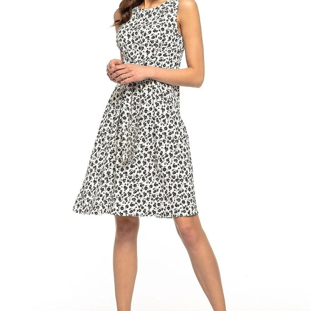 Floral Print Day Dress with Tie Belt