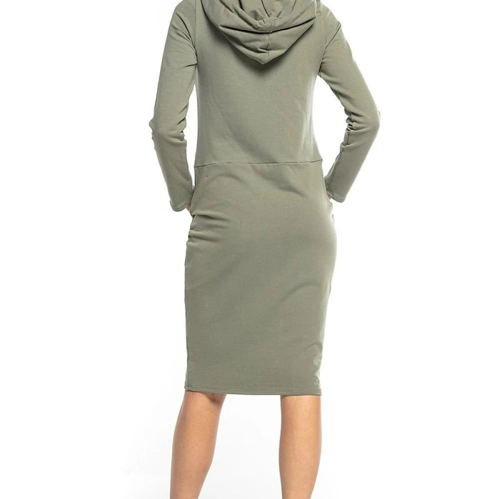 Cotton Blend Hooded Sweatshirt Dress
