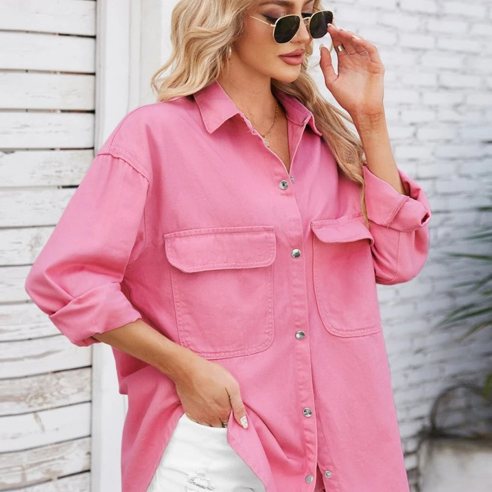Denim Shacket with Pockets